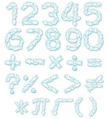 Cloud nummer lettertype en wiskundige pictogram vector