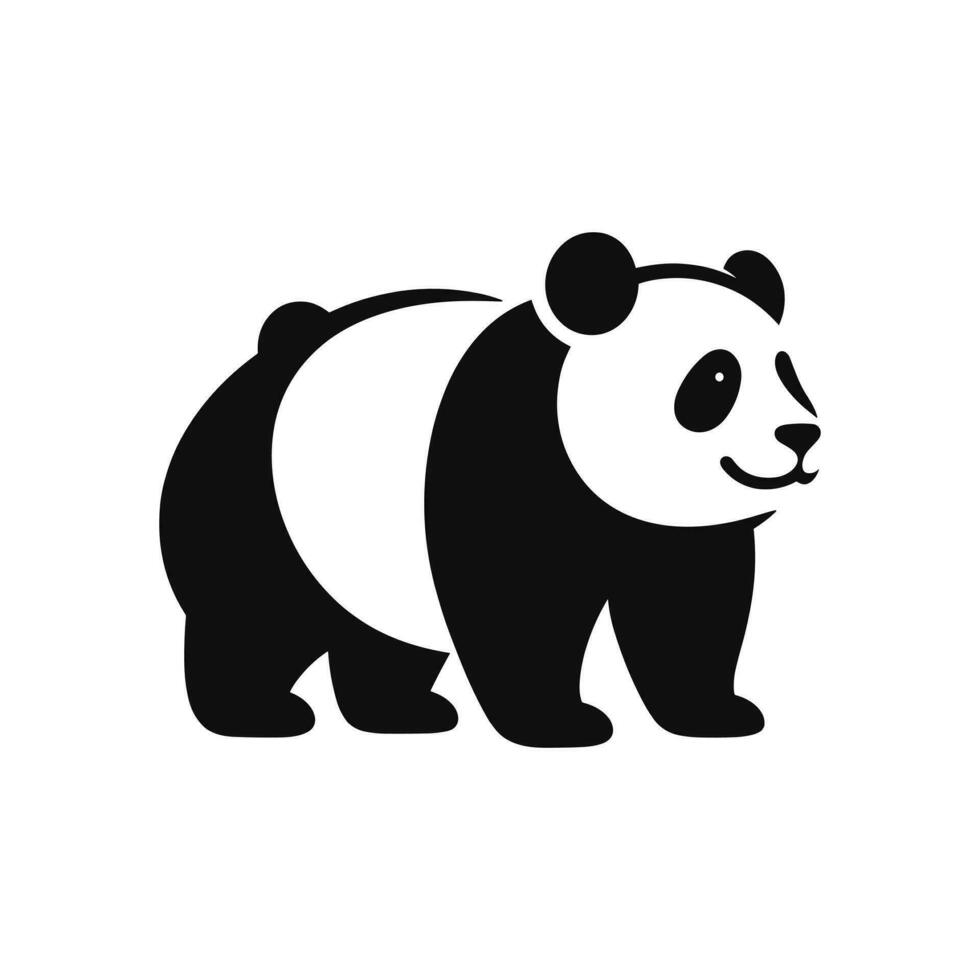 schoon en minimaal panda logo in silhouet vector icoon