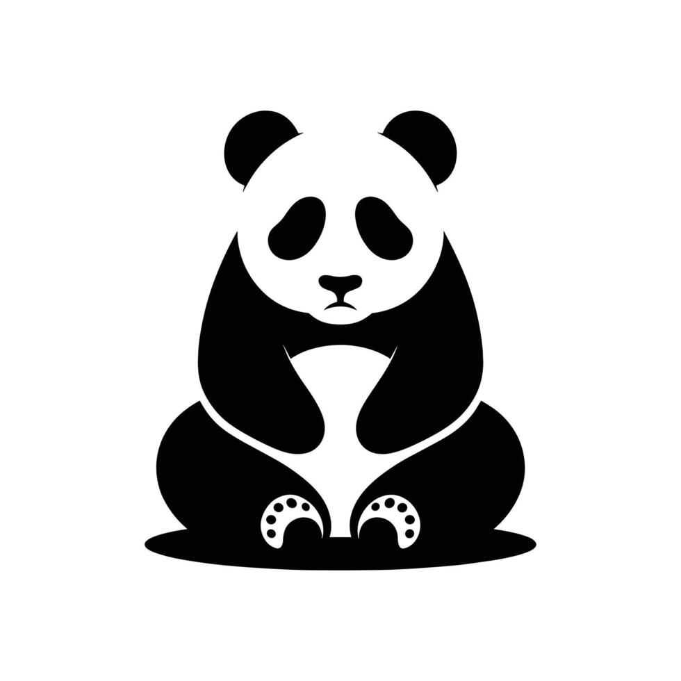 schoon en minimaal panda logo in silhouet vector icoon