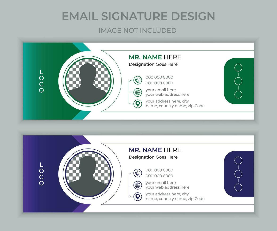 zakelijke professioneel e-mail handtekening sjabloon ontwerp modern en minimaal lay-out, bedrijf e-mail footer sjabloon reeks of sociaal media Hoes ontwerp sjabloon ontwerp creatief lay-out reeks met uniek ontwerp vector