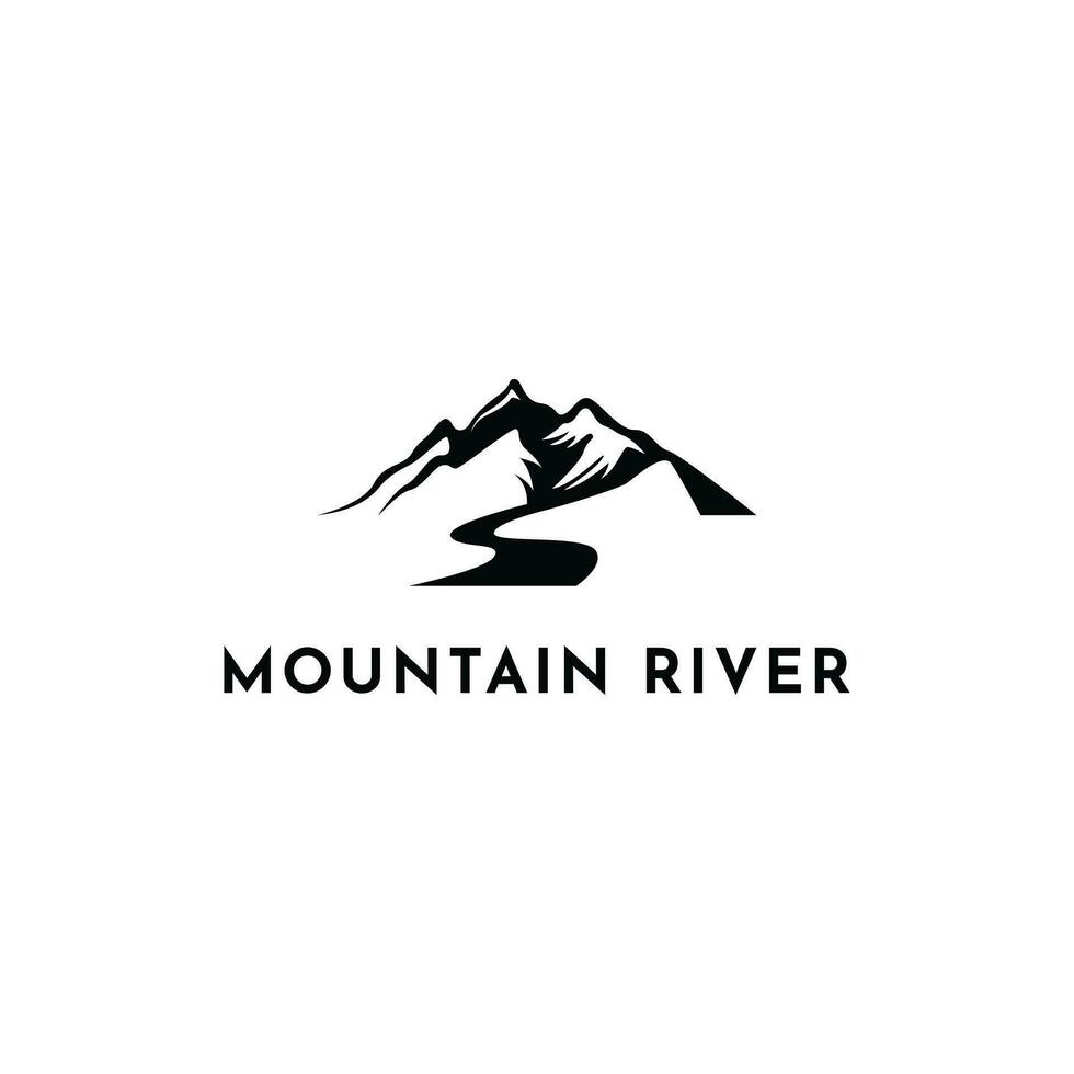 berg rivier- silhouet logo ontwerp idee vector