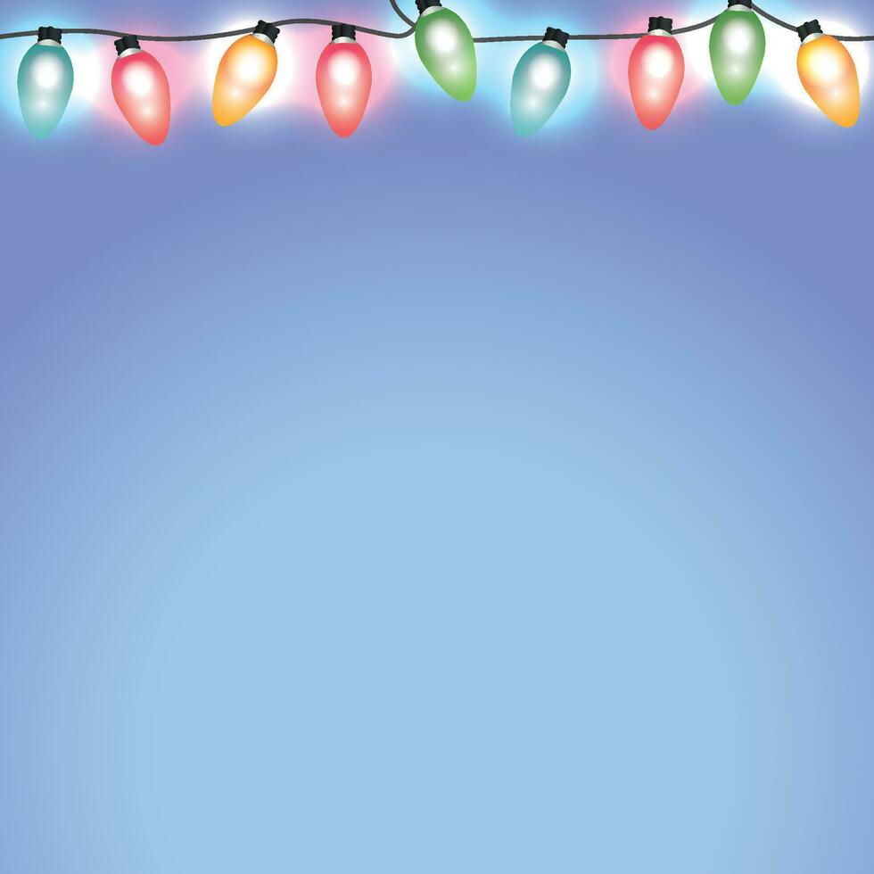 kleurrijk Kerstmis vakantie lichten Aan blauw achtergrond vector