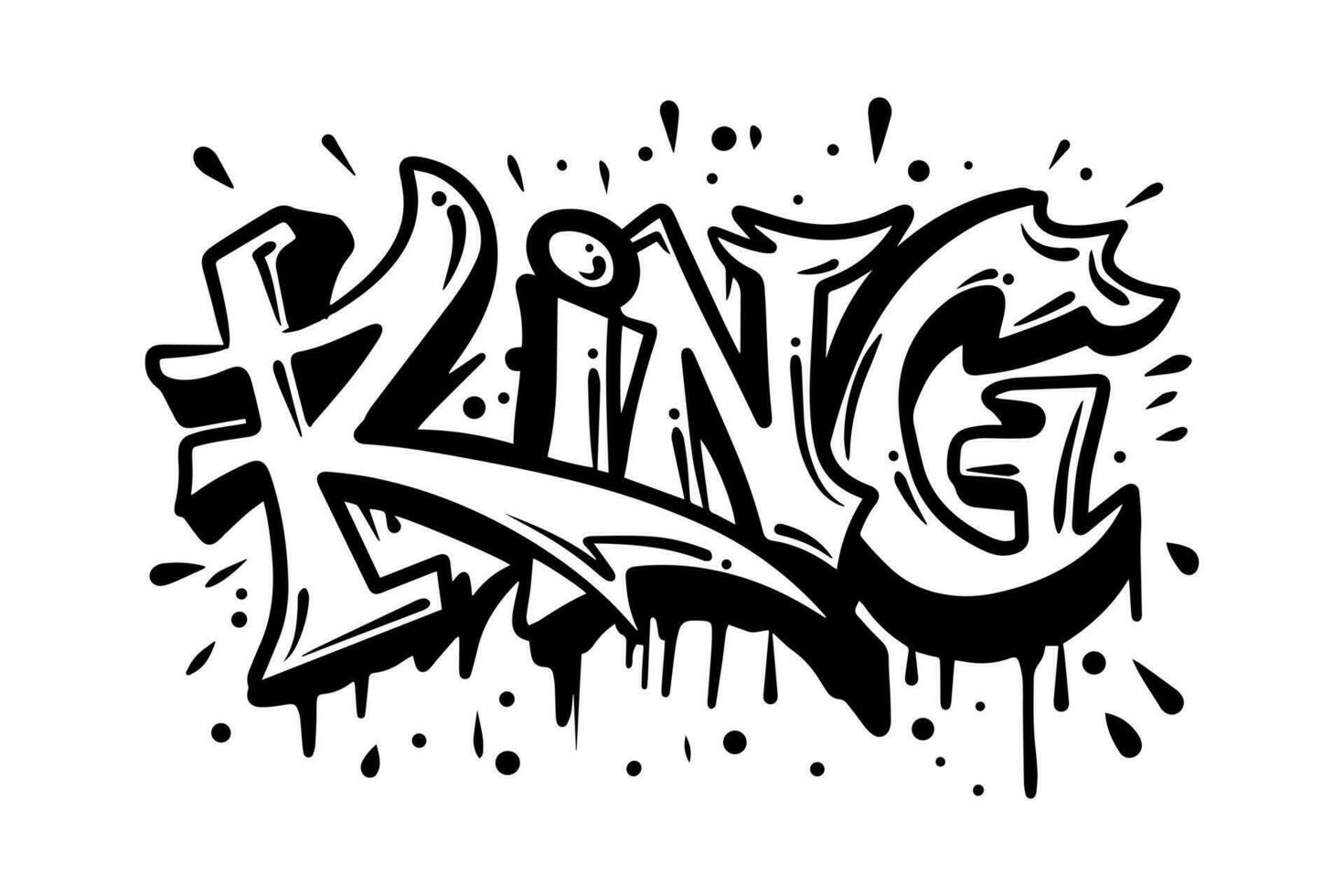 woord koning met kroon, graffiti kunst geïsoleerd Aan wit achtergrond. vector