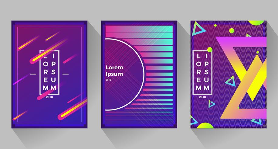 Neon abstracte retro achtergronden. Met verschillende vormen op poster. Platte vectorillustratie vector