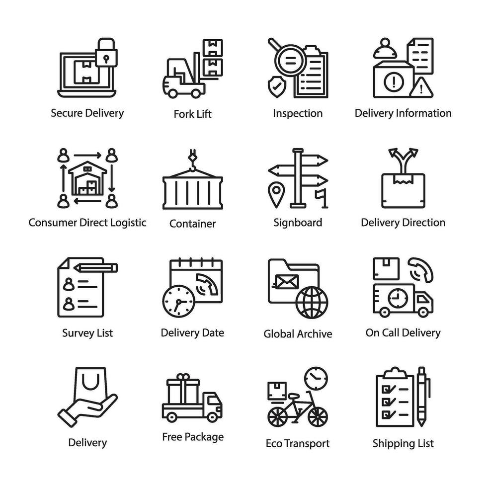pak van lading levering pictogrammen vector