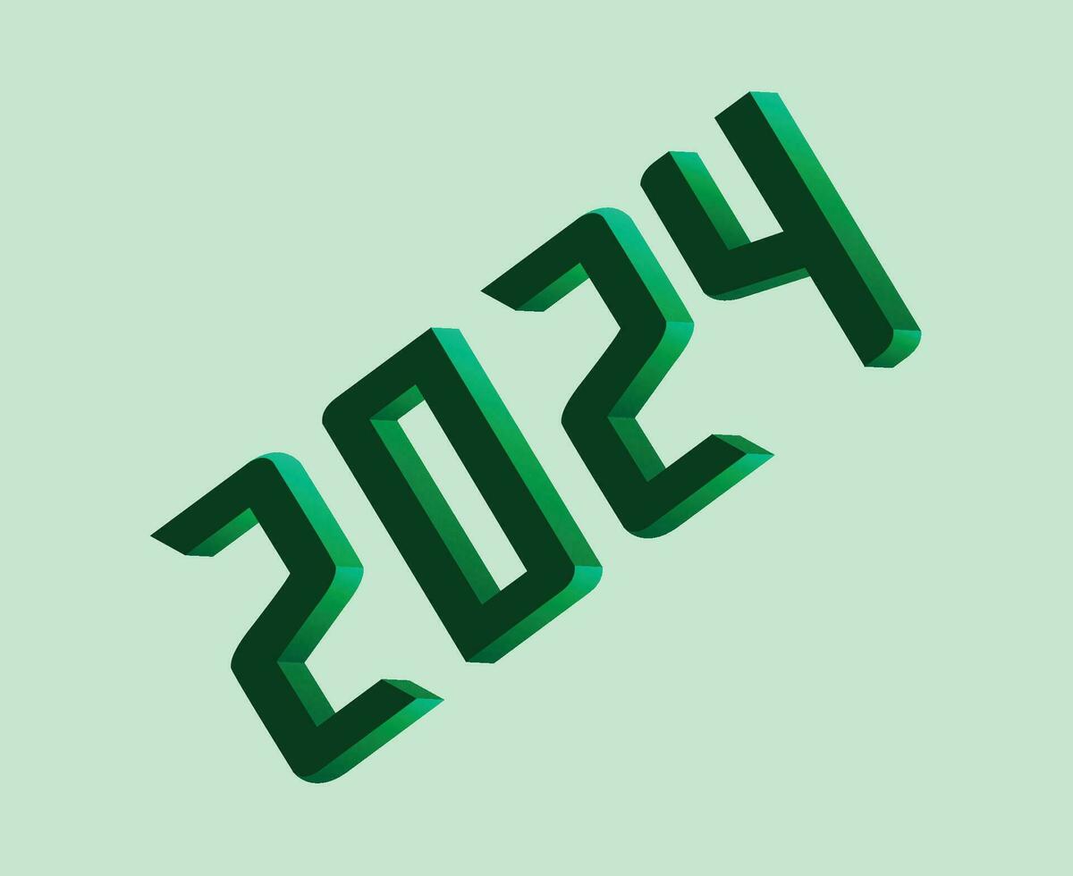 gelukkig nieuw jaar 2024 abstract groen grafisch ontwerp vector logo symbool illustratie