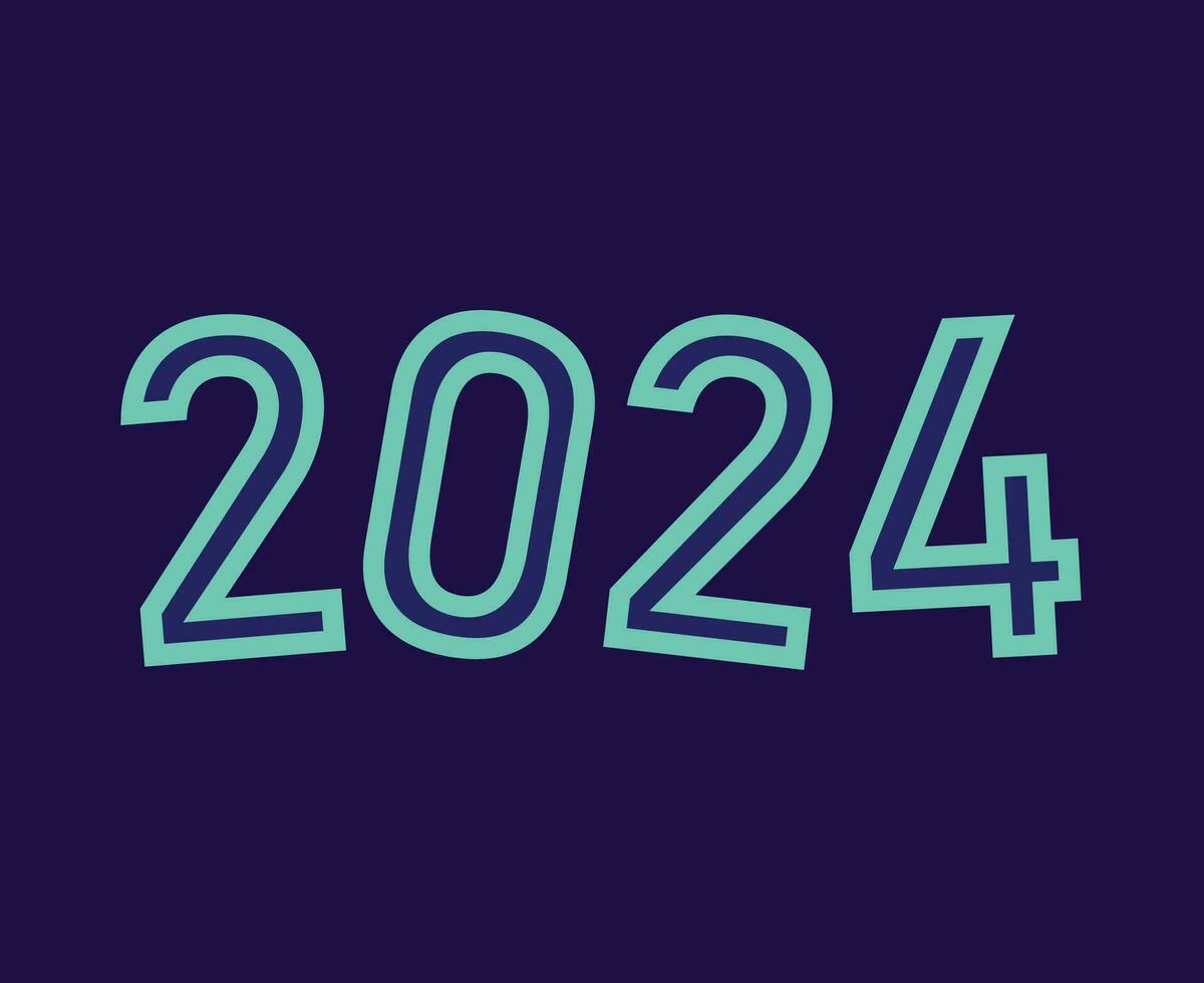 gelukkig nieuw jaar 2024 abstract cyaan grafisch ontwerp vector logo symbool illustratie met Purper achtergrond