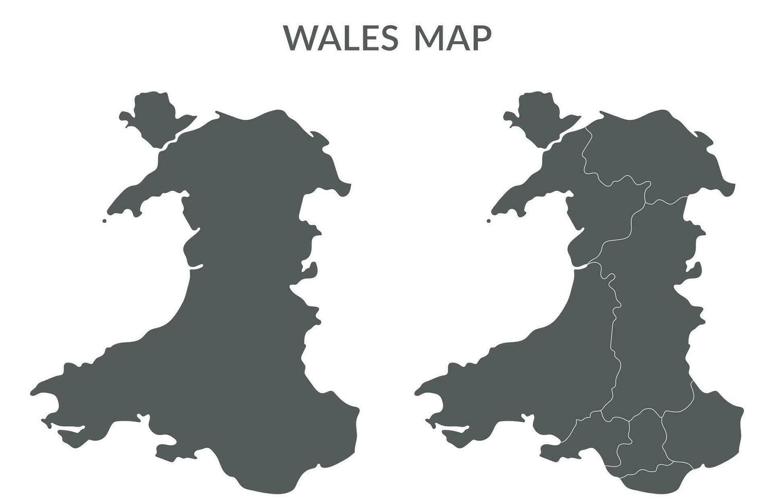 Wales kaart set. kaart van Wales reeks in grijs kleur vector