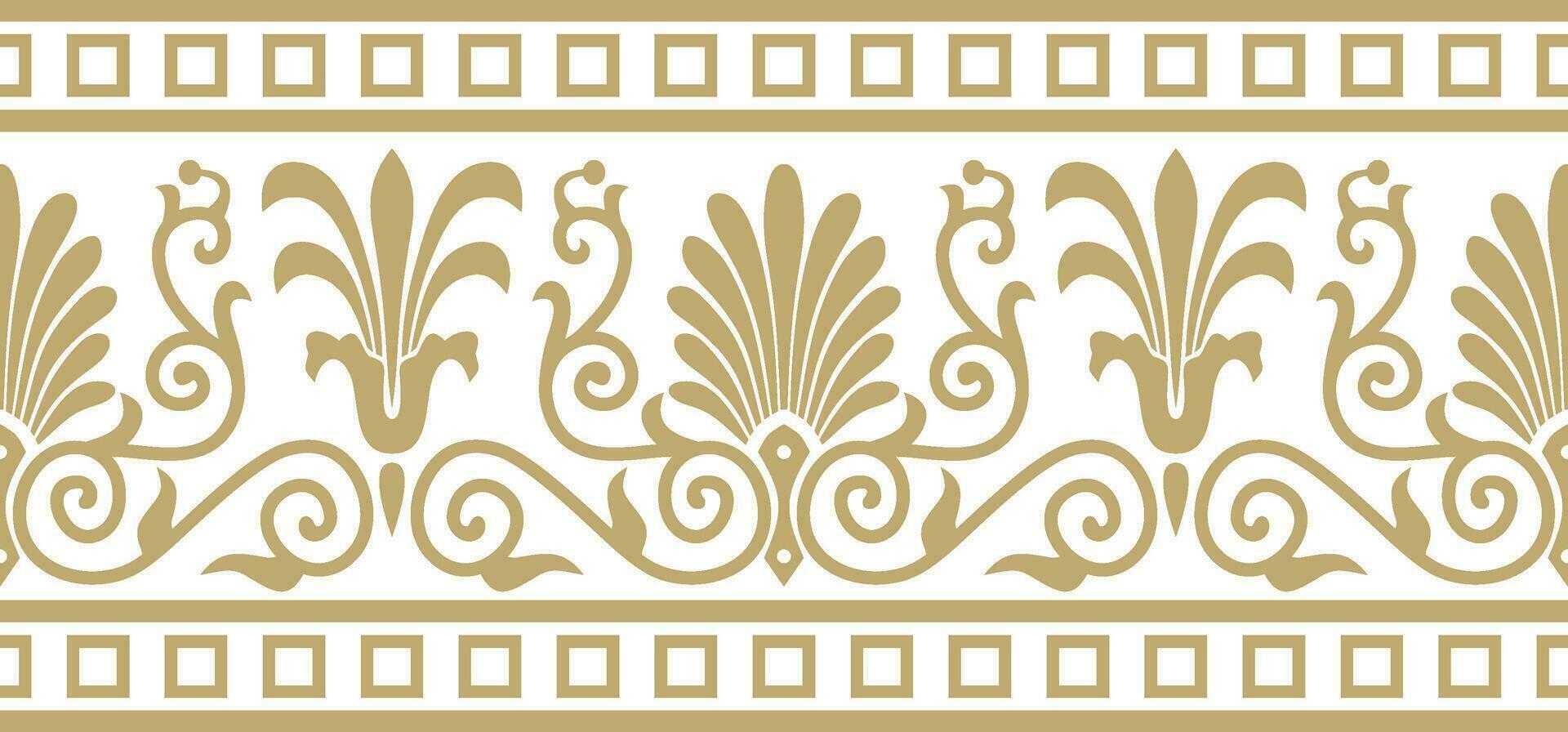 vector gouden naadloos klassiek Grieks ornament. eindeloos Europese patroon. grens, kader oude Griekenland, Romeins rijk
