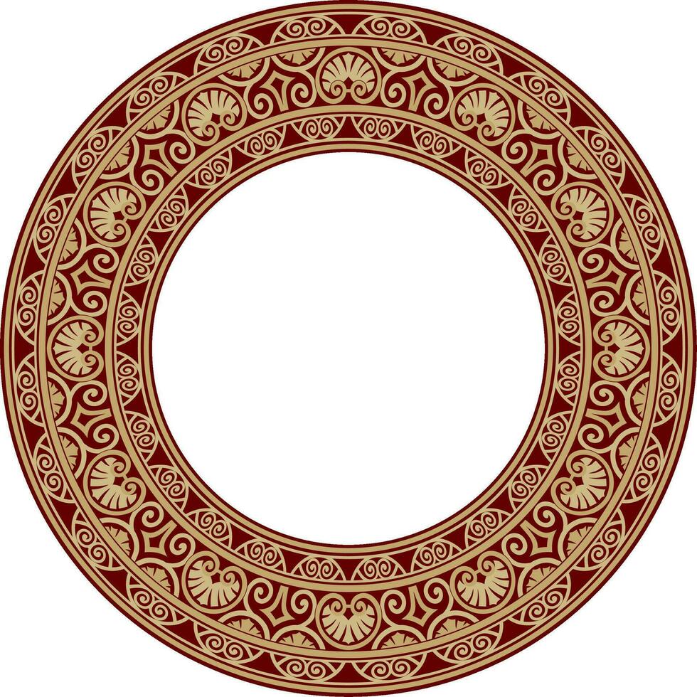 vector goud en rood ronde klassiek Renaissance ornament. cirkel, ring Europese grens, opwekking stijl kader