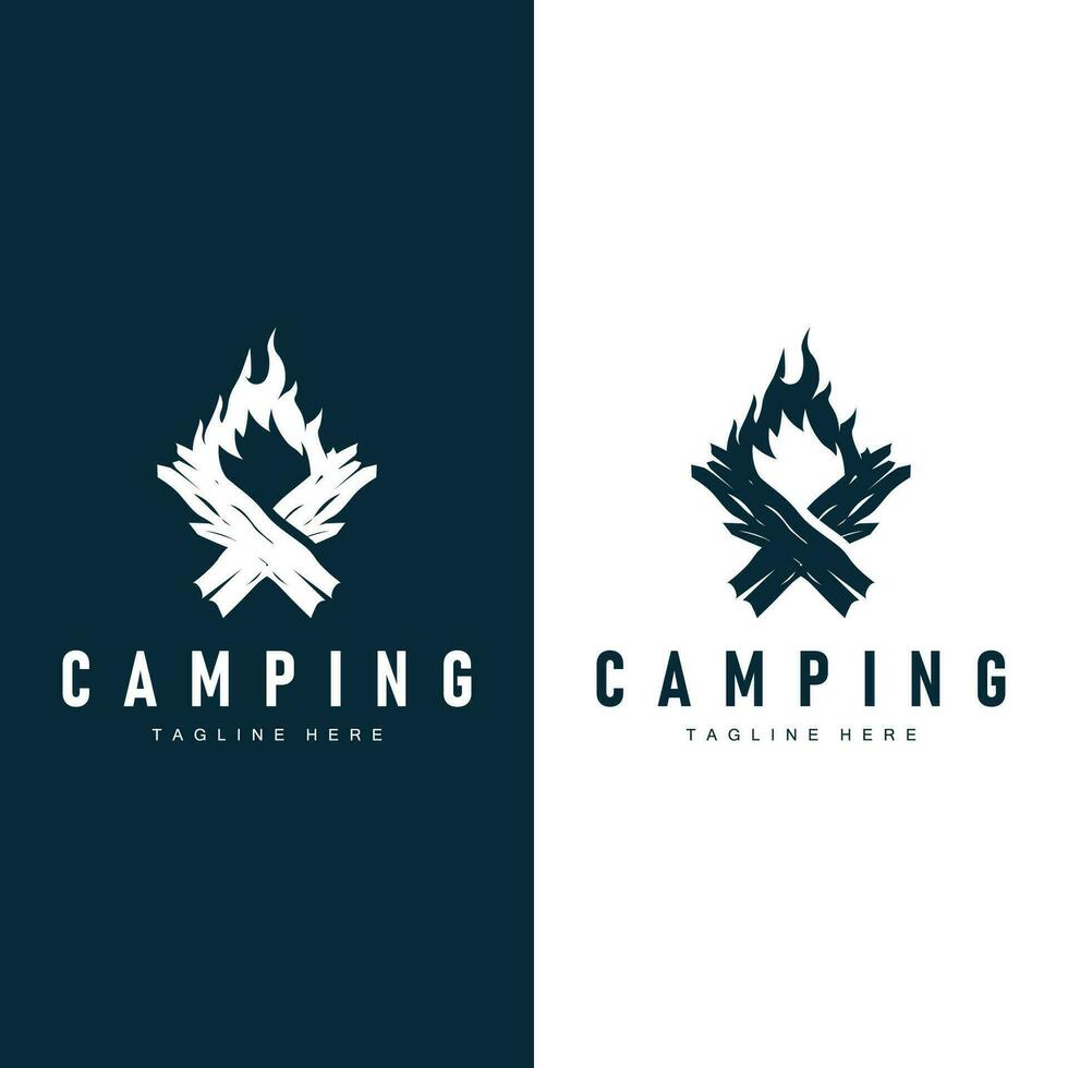 gemakkelijk vector buitenshuis camping logo, wild avontuur sjabloon met oud wijnoogst stijl