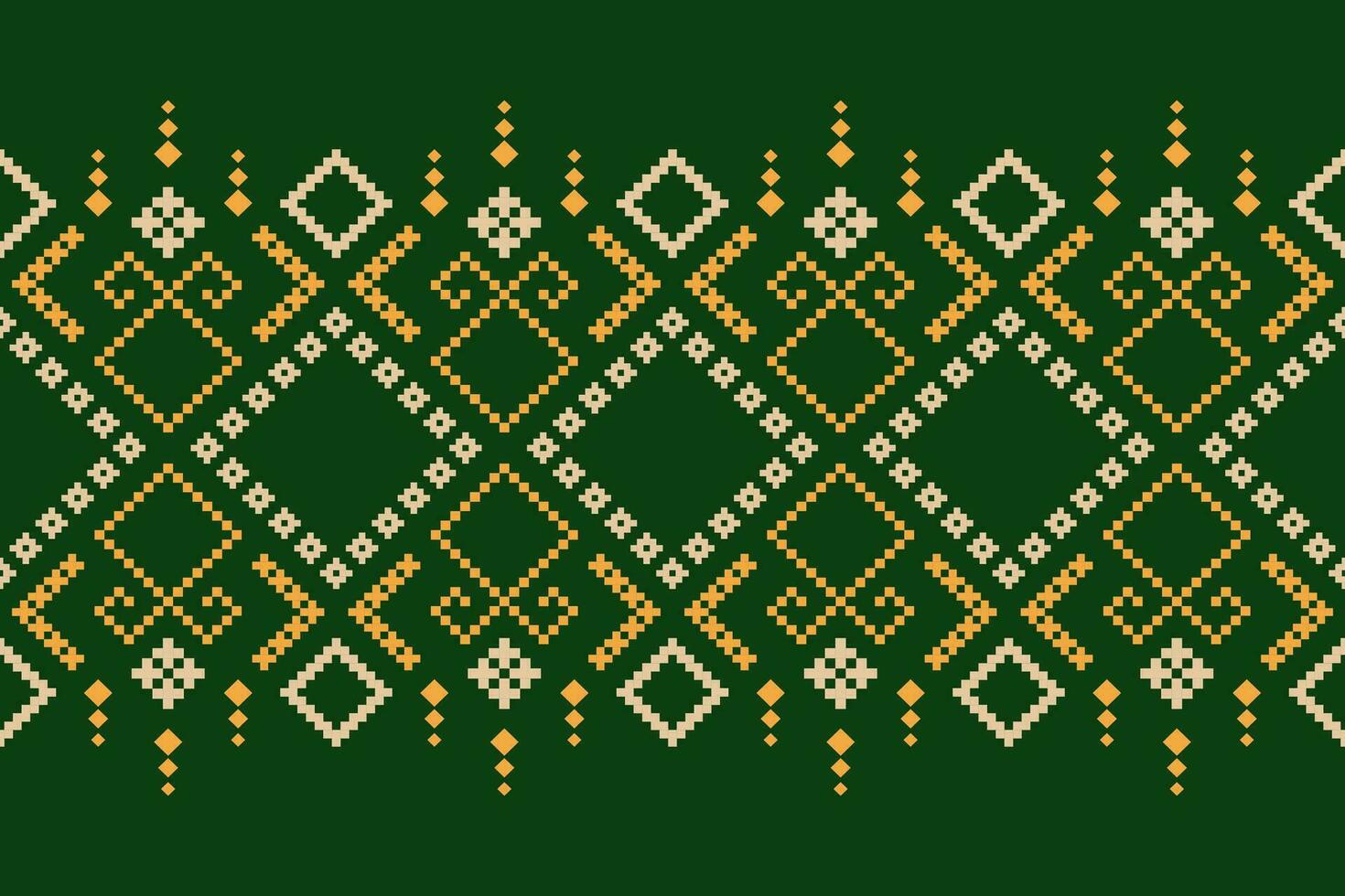 groen kruis steek kleurrijk meetkundig traditioneel etnisch patroon ikat naadloos patroon grens abstract ontwerp voor kleding stof afdrukken kleding jurk tapijt gordijnen en sarong aztec Afrikaanse Indisch Indonesisch vector