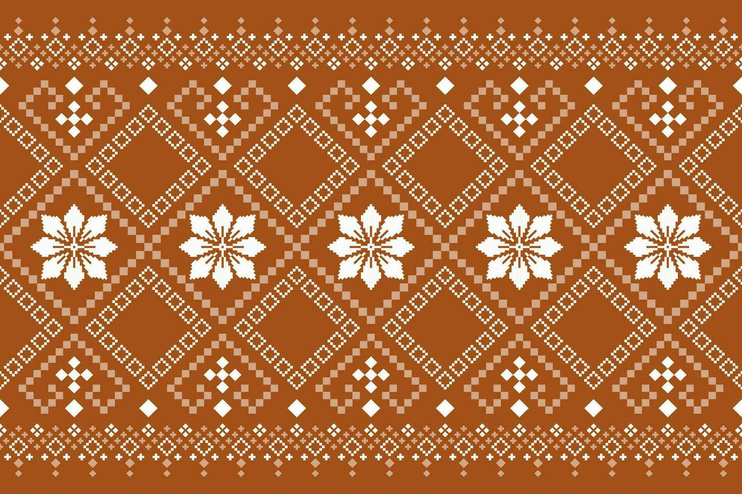 oranje jaargangen kruis steek traditioneel etnisch patroon paisley bloem ikat achtergrond abstract aztec Afrikaanse Indonesisch Indisch naadloos patroon voor kleding stof afdrukken kleding jurk tapijt gordijnen en sarong vector