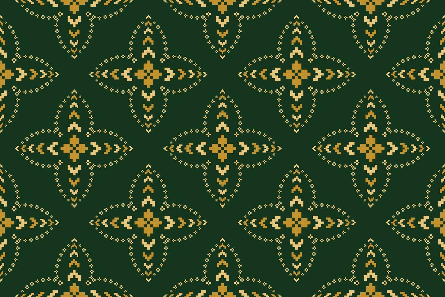 groen kruis steek kleurrijk meetkundig traditioneel etnisch patroon ikat naadloos patroon grens abstract ontwerp voor kleding stof afdrukken kleding jurk tapijt gordijnen en sarong aztec Afrikaanse Indisch Indonesisch vector