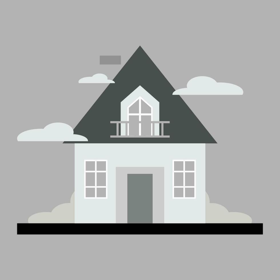 huis vector premie vlak stijl in zwart en wit twee verdieping huis