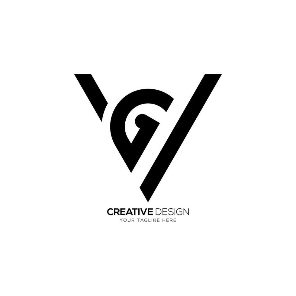 brief vg of gv creatief uniek vormen alfabet modern monogram abstract logo ontwerp vector