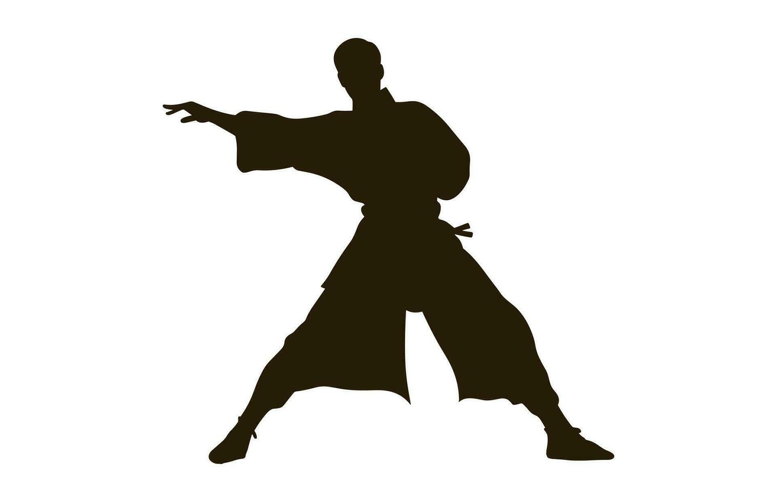 een tai chi houding zwart silhouet vector geïsoleerd Aan een wit achtergrond