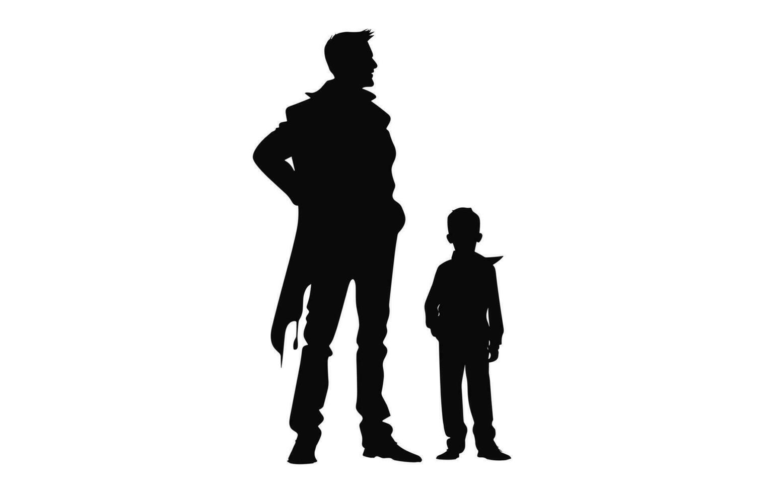een vader met zoon silhouet vector geïsoleerd Aan een wit achtergrond