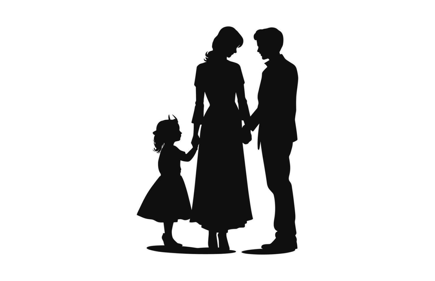 een familie zwart silhouet vector, een gelukkig familie clip art vector