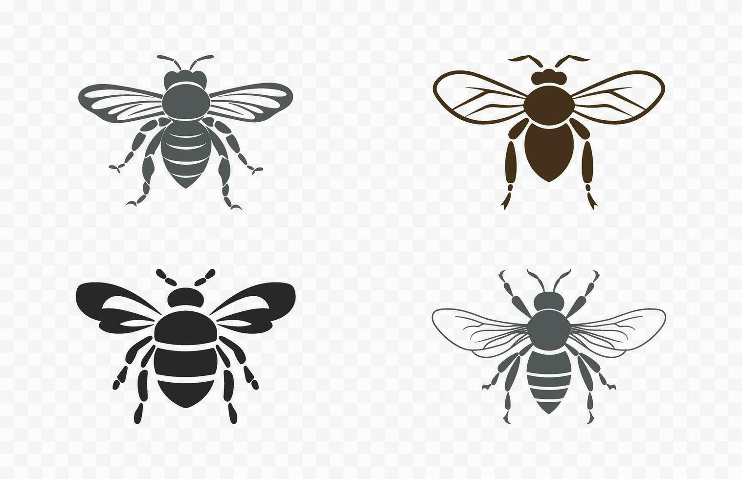 vliegend honing bij silhouetten set, bij silhouet vector bundel Aan wit achtergrond