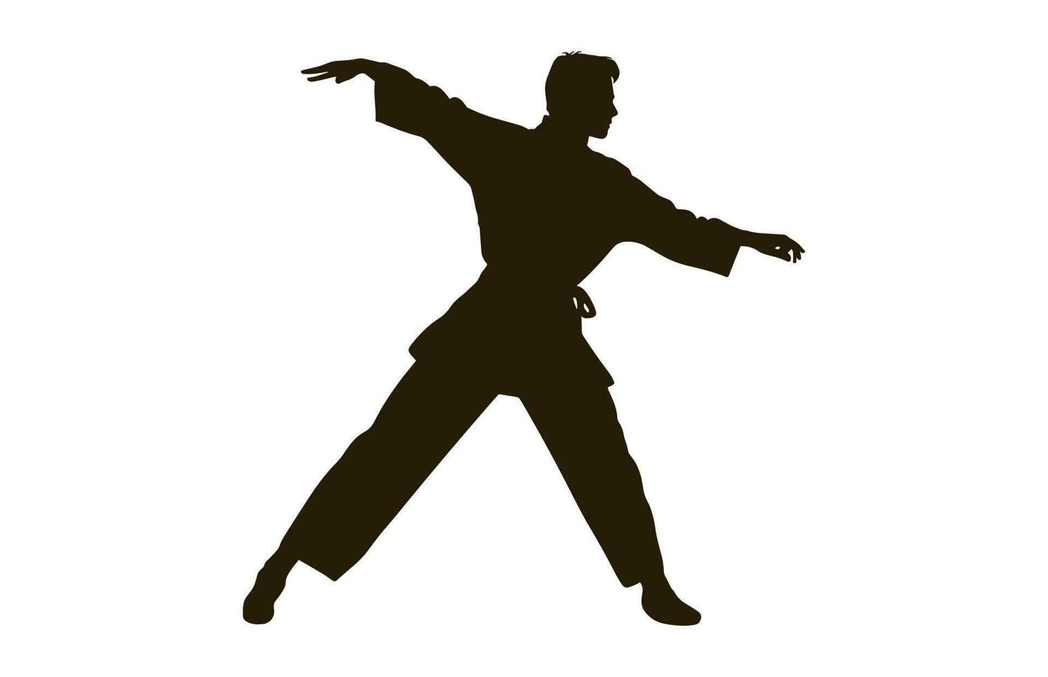 een tai chi houding zwart silhouet vector geïsoleerd Aan een wit achtergrond