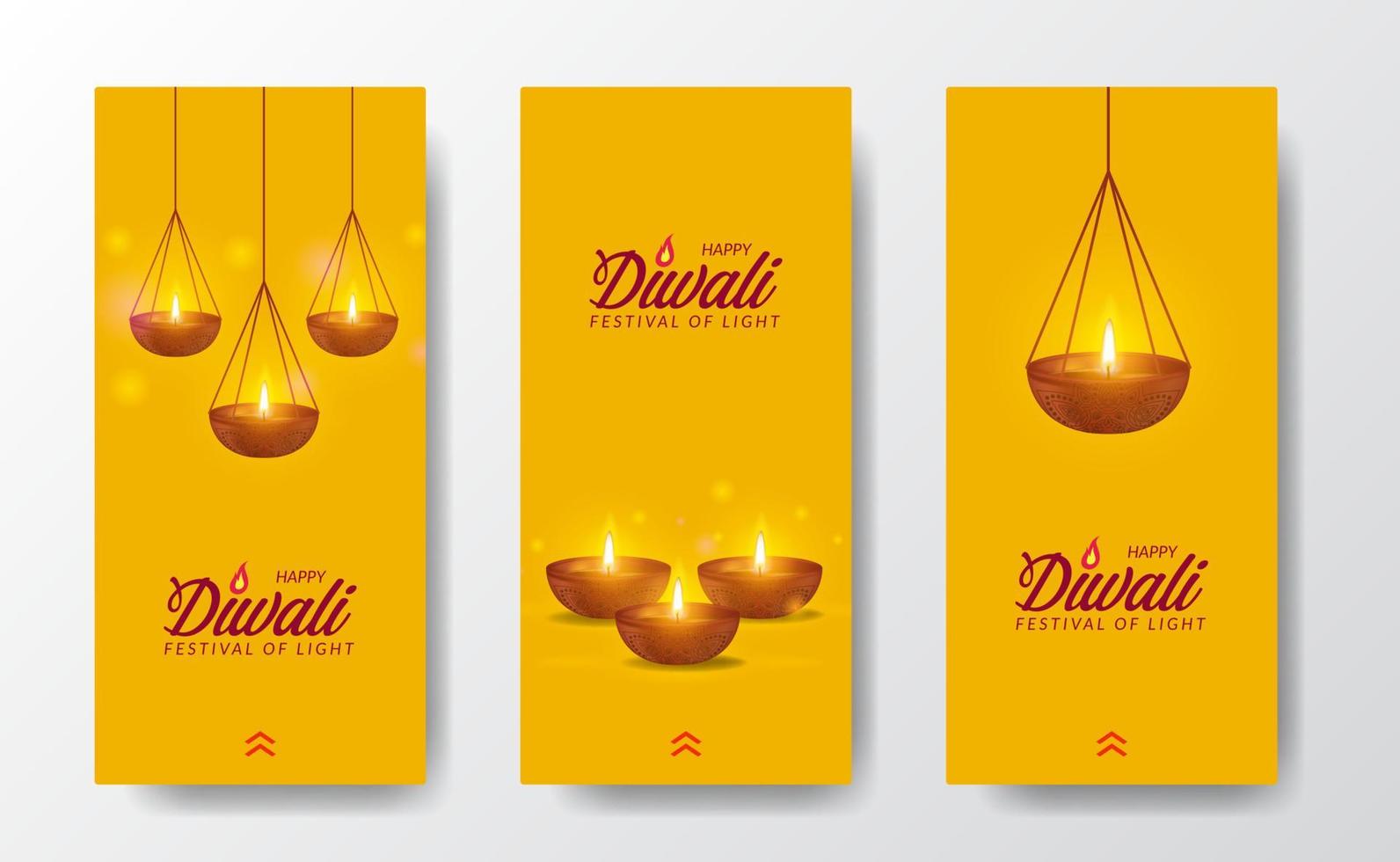 diwali festival van licht sociale media verhalen sjabloon vector