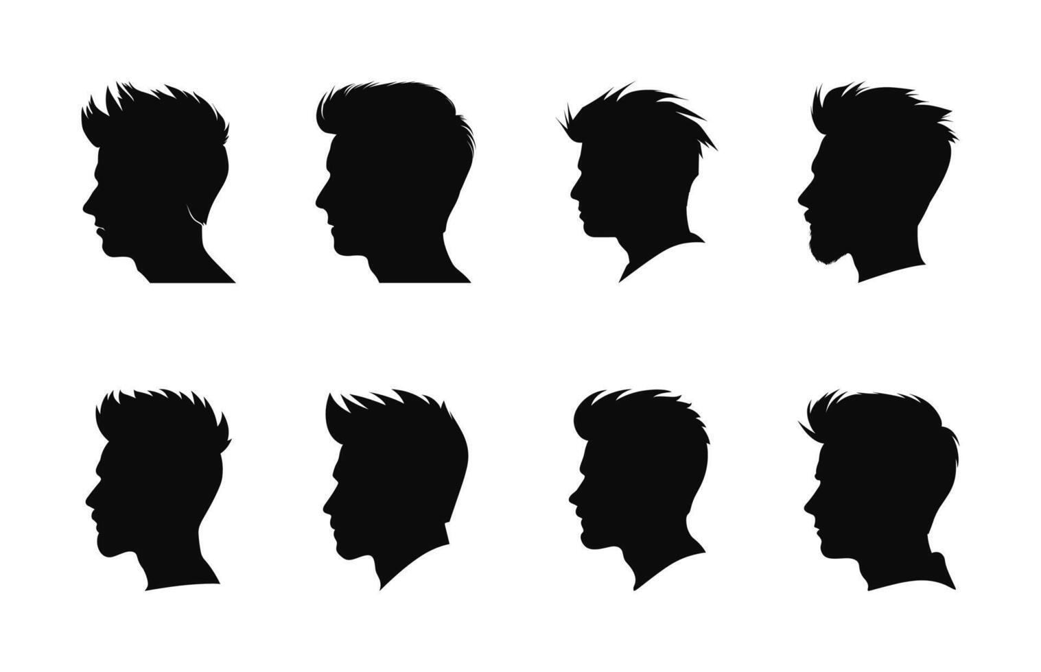 verscheidenheid Mens kapsel silhouetten clip art bundel, reeks van jongens kapsels en kapsels vector