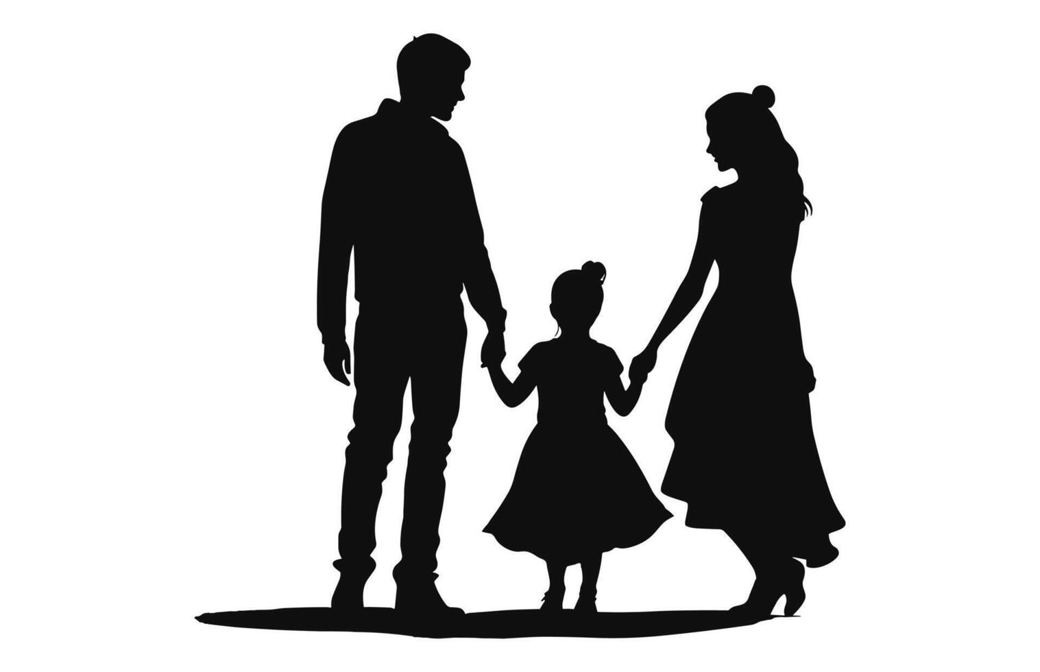 een familie zwart silhouet vector, een gelukkig familie clip art vector