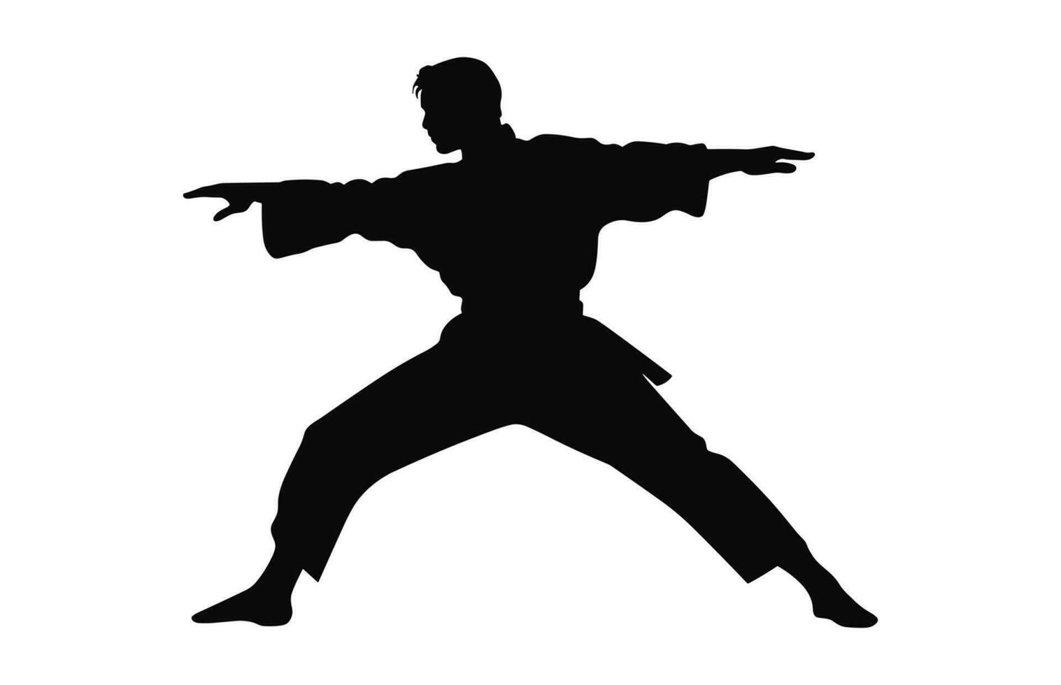 een tai chi houding zwart silhouet vector geïsoleerd Aan een wit achtergrond