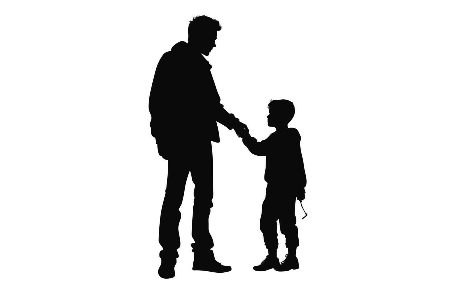 een vader met zoon silhouet vector geïsoleerd Aan een wit achtergrond