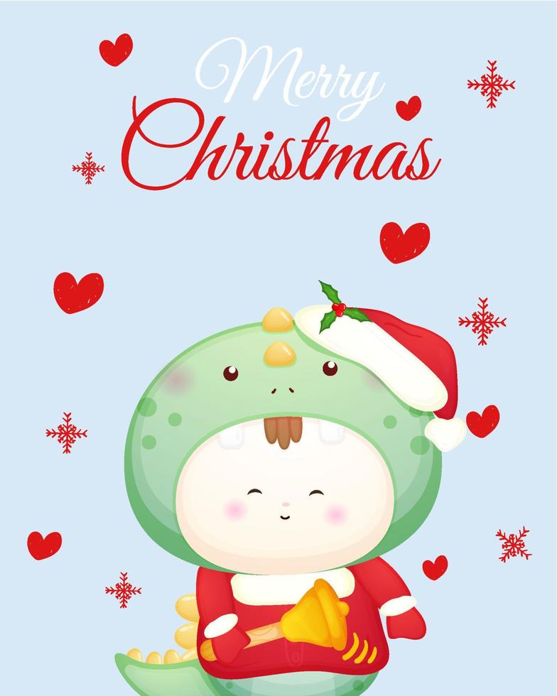 schattig baby-santakostuum voor vrolijke kerstkaartillustratie premium vector