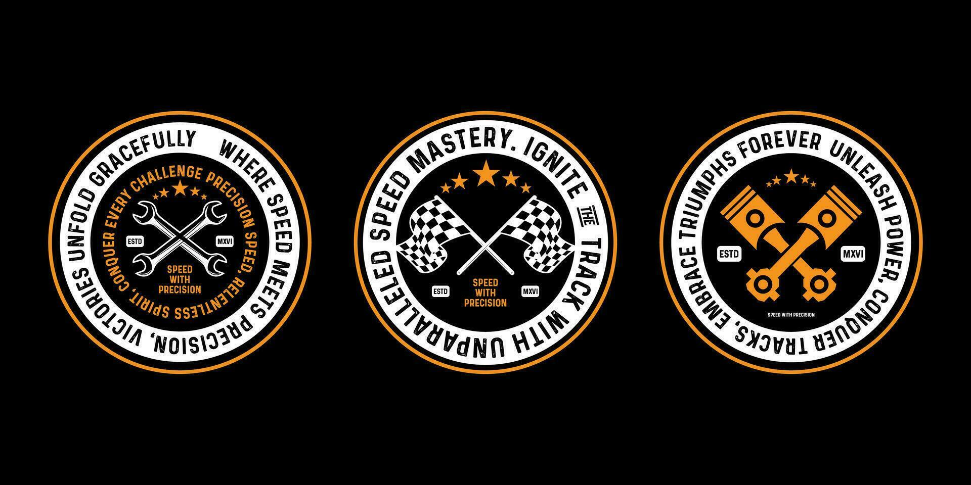 motorfiets racing badges club emblemen t-shirt ontwerp retro racing typografie grafiek vector