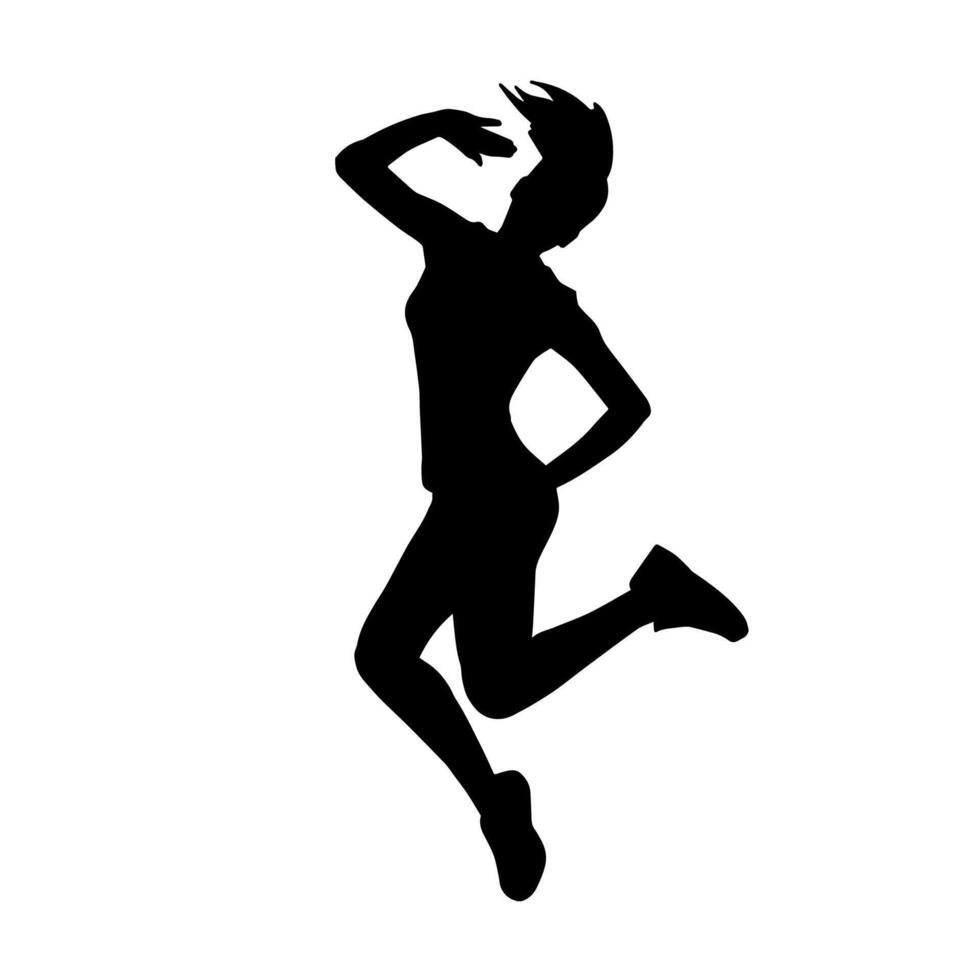 silhouet van een vrouw danser in actie houding. silhouet van een slank vrouw in dansen houding. vector