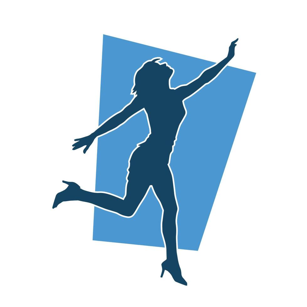 silhouet van een vrouw danser in actie houding. silhouet van een slank vrouw in dansen houding. vector