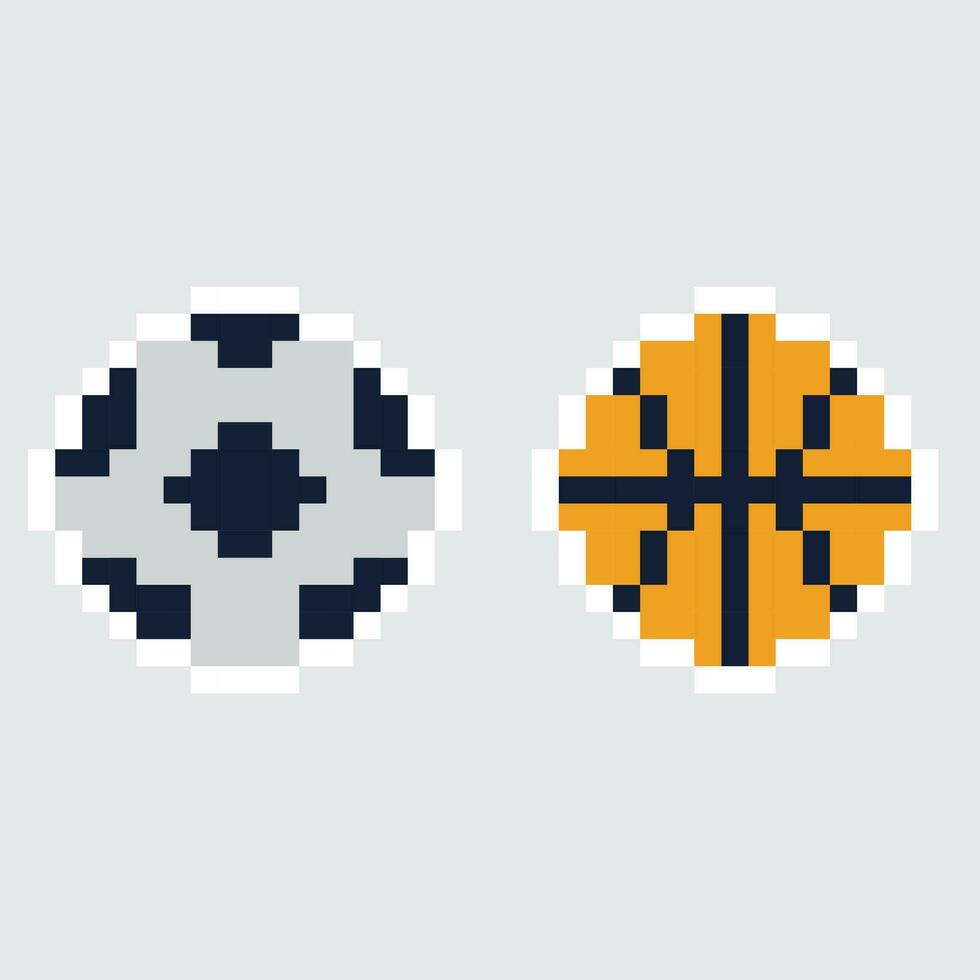 pixel kunst basketbal en voetbal bal vector illustratie