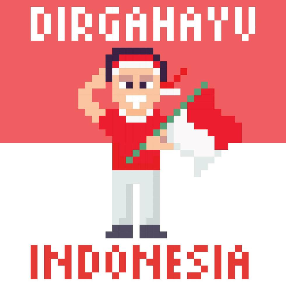 pixel kunst Indonesië vlag vector