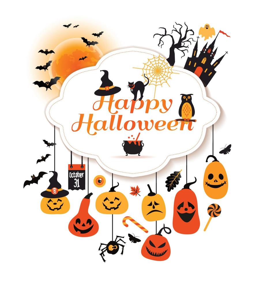 Halloween-illustratie met vieringssymbolen. vector