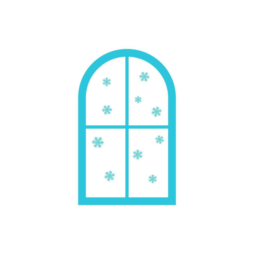 zijn sneeuwen, winter dag. venster. van blauw icoon set. vector