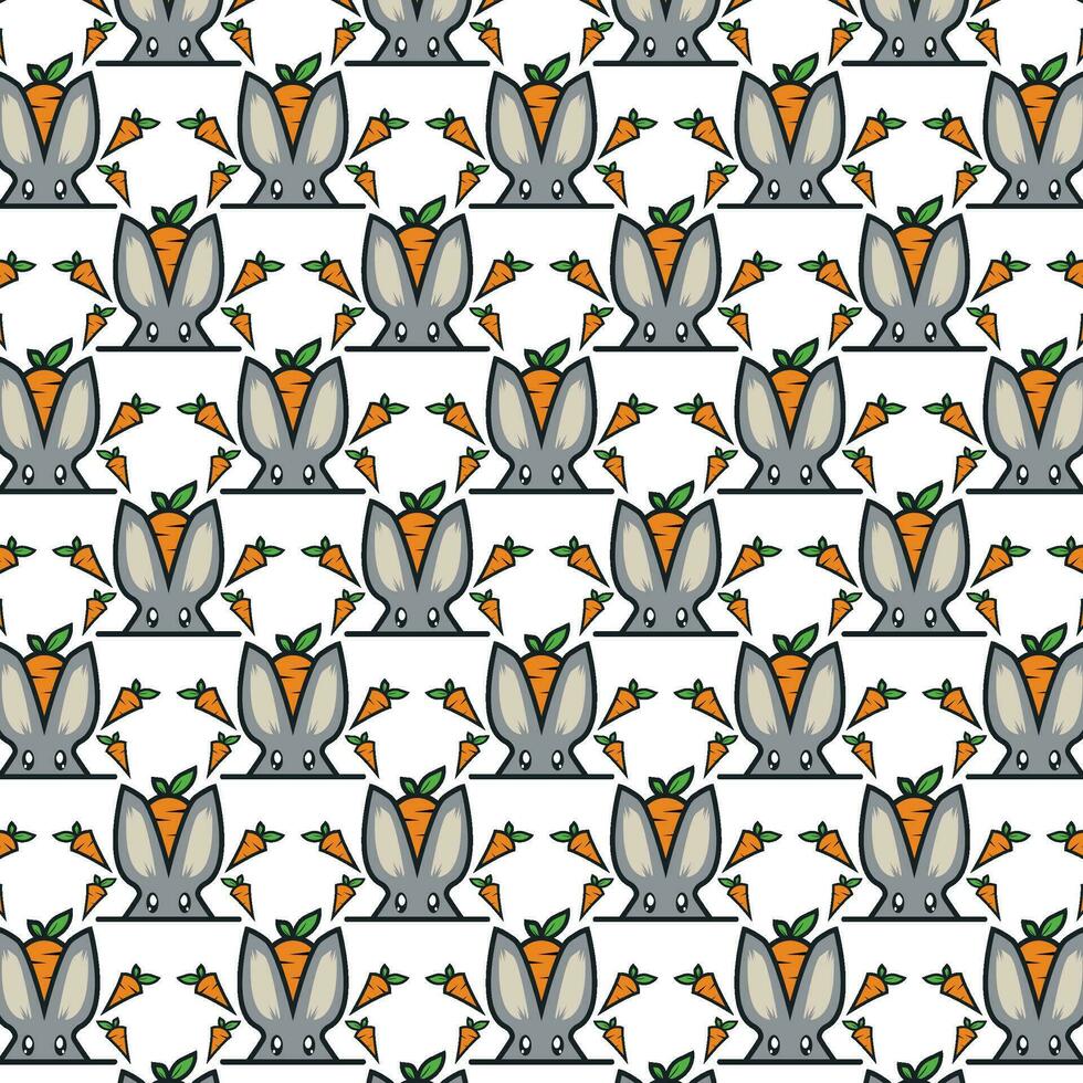 naadloos kijkje konijn met wortel patroon vector behang achtergrond