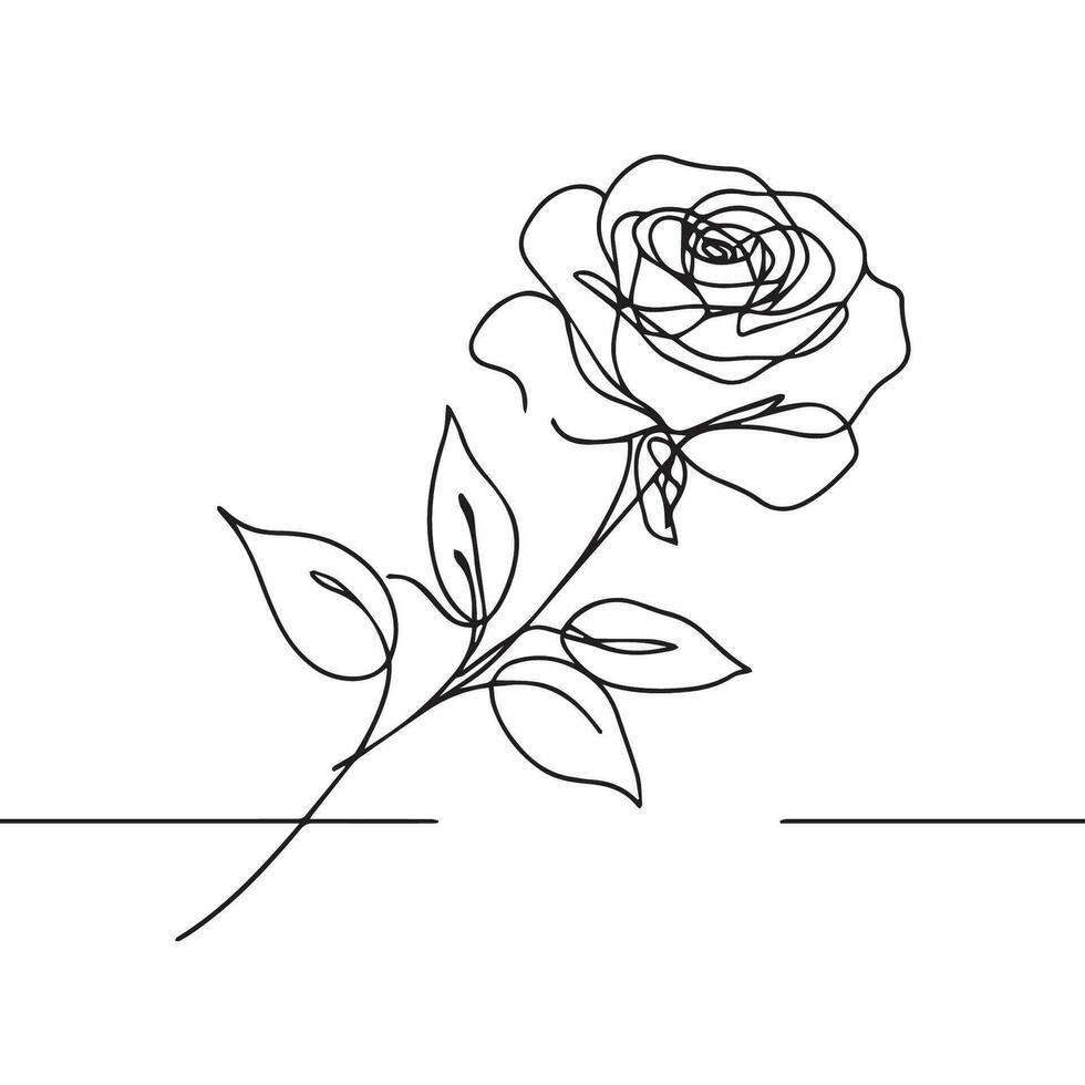 roos een lijn kunst vector