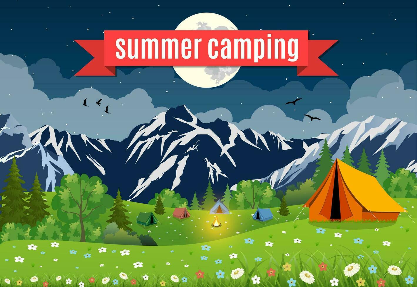 vector vlak illustratie camping.