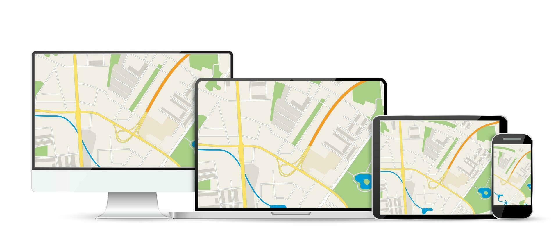 GPS abstract algemeen stad kaart met wegen, vector