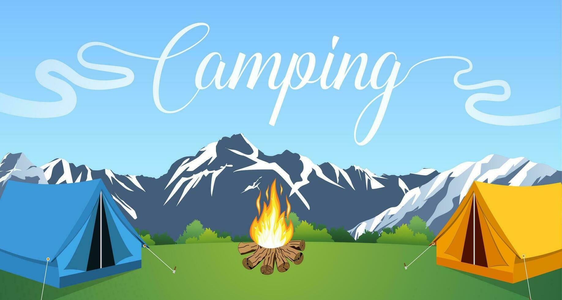 vector vlak illustratie camping.