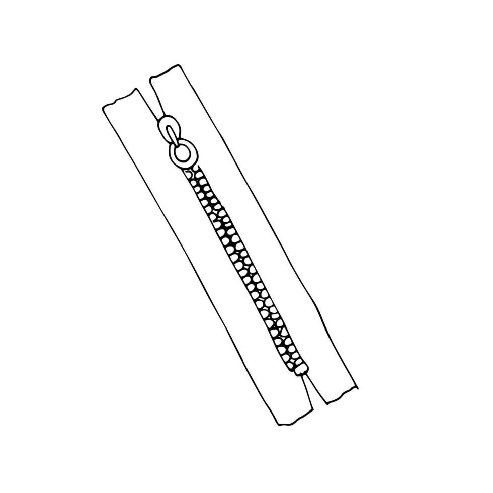 hand getekend rits sluiting detailopname. rits schets. vector illustratie geïsoleerd Aan een wit achtergrond.