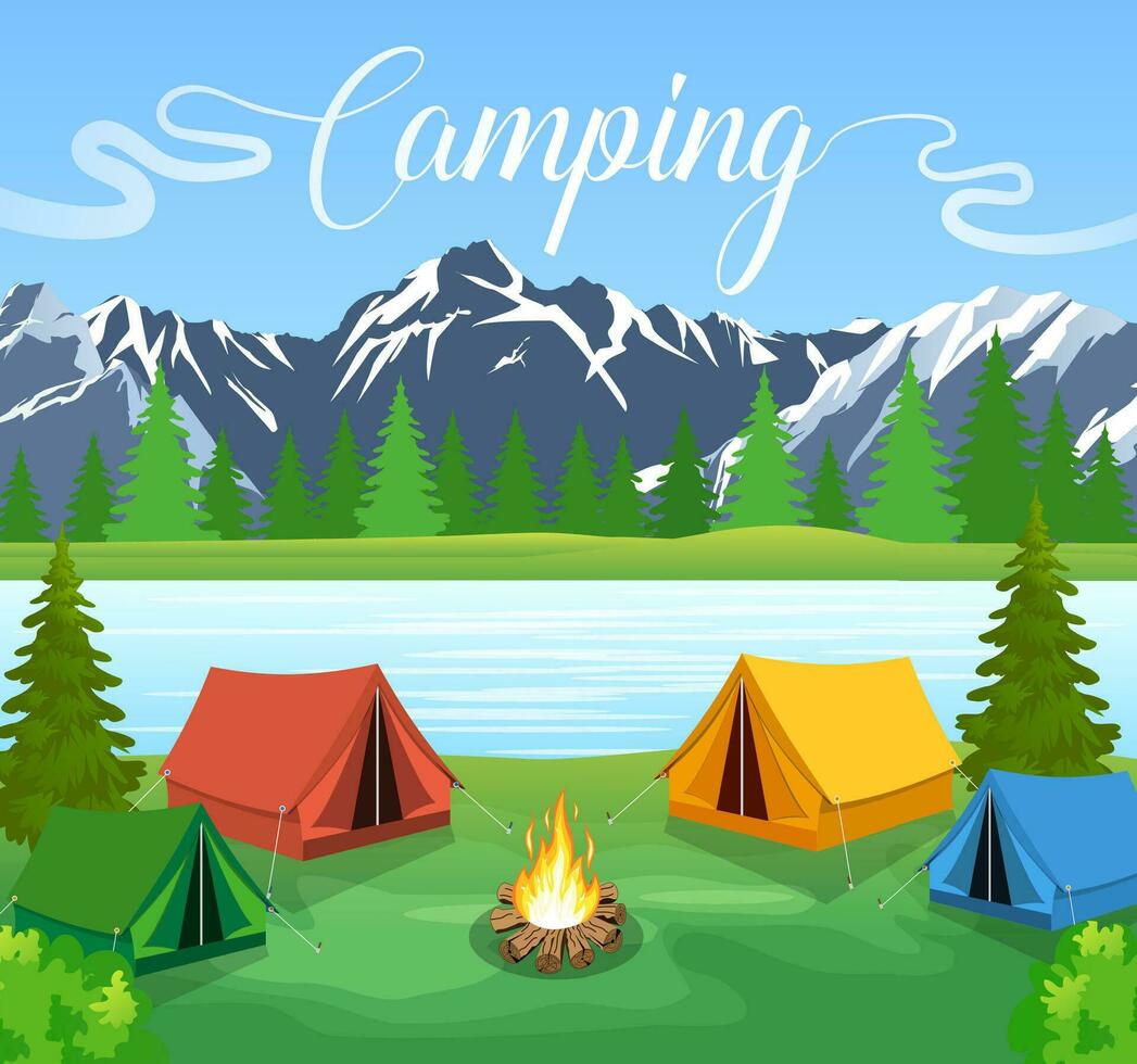 vector vlak illustratie camping.