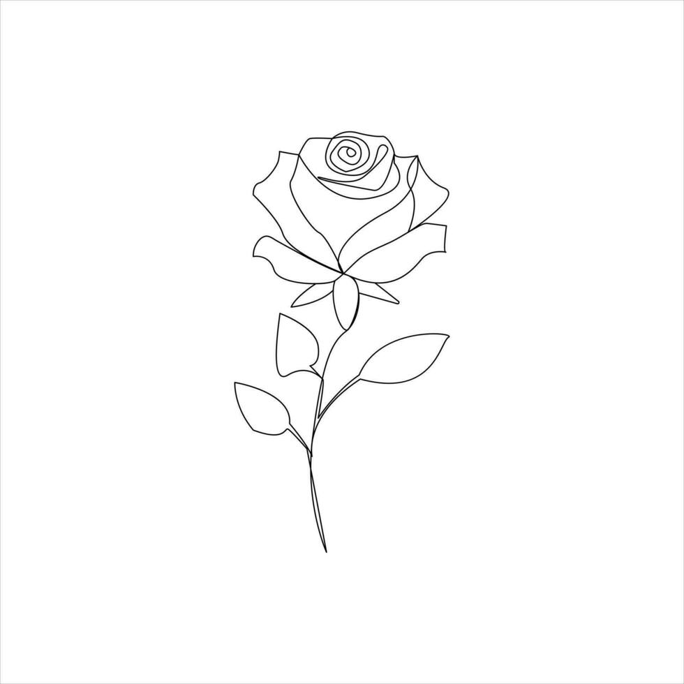 roos een doorlopend lijn tekening. bloemen bloem natuurlijk ontwerp. grafisch, schetsen tekening. roos vector