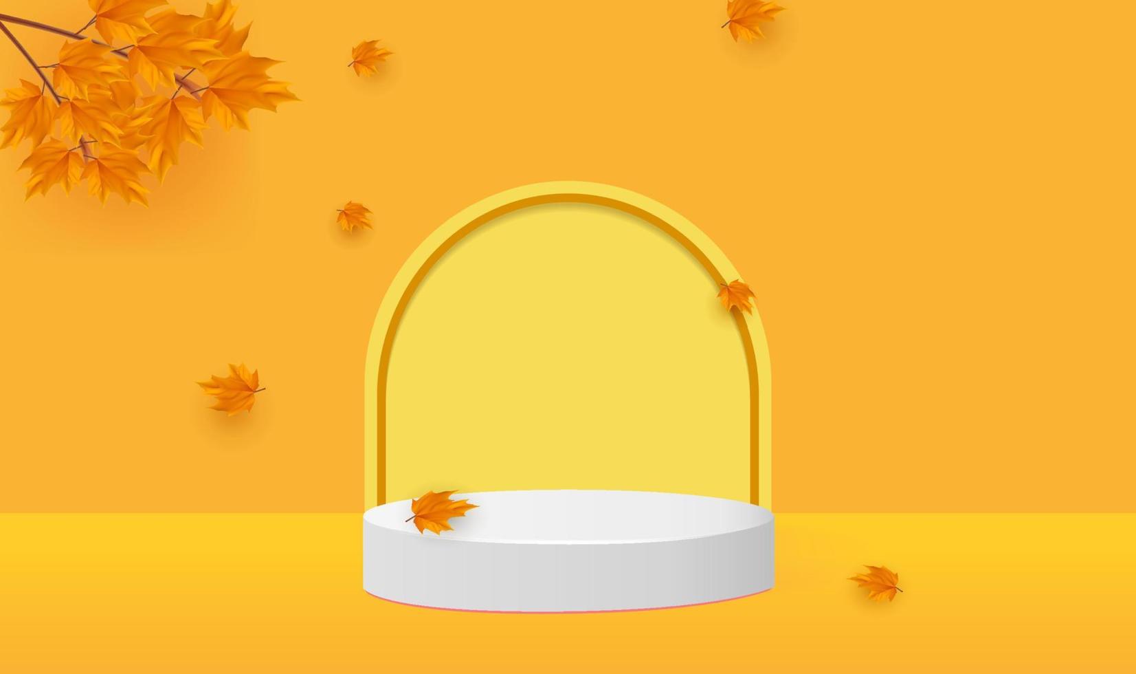 leeg minimalistisch podium in de herfst vector