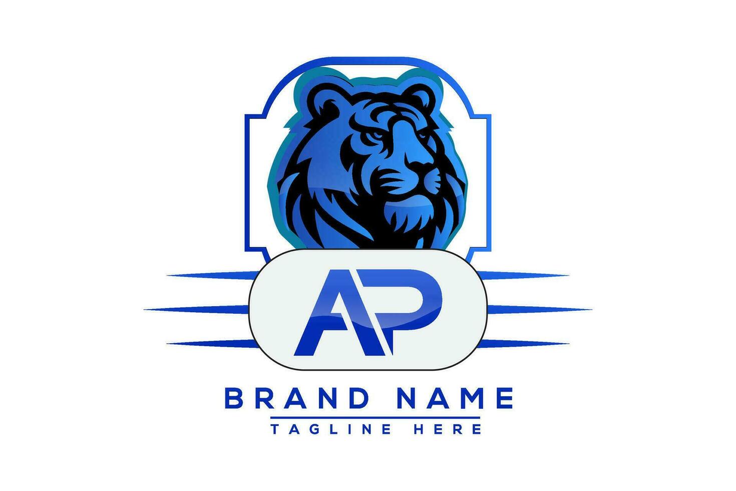 ap tijger logo blauw ontwerp. vector logo ontwerp voor bedrijf.