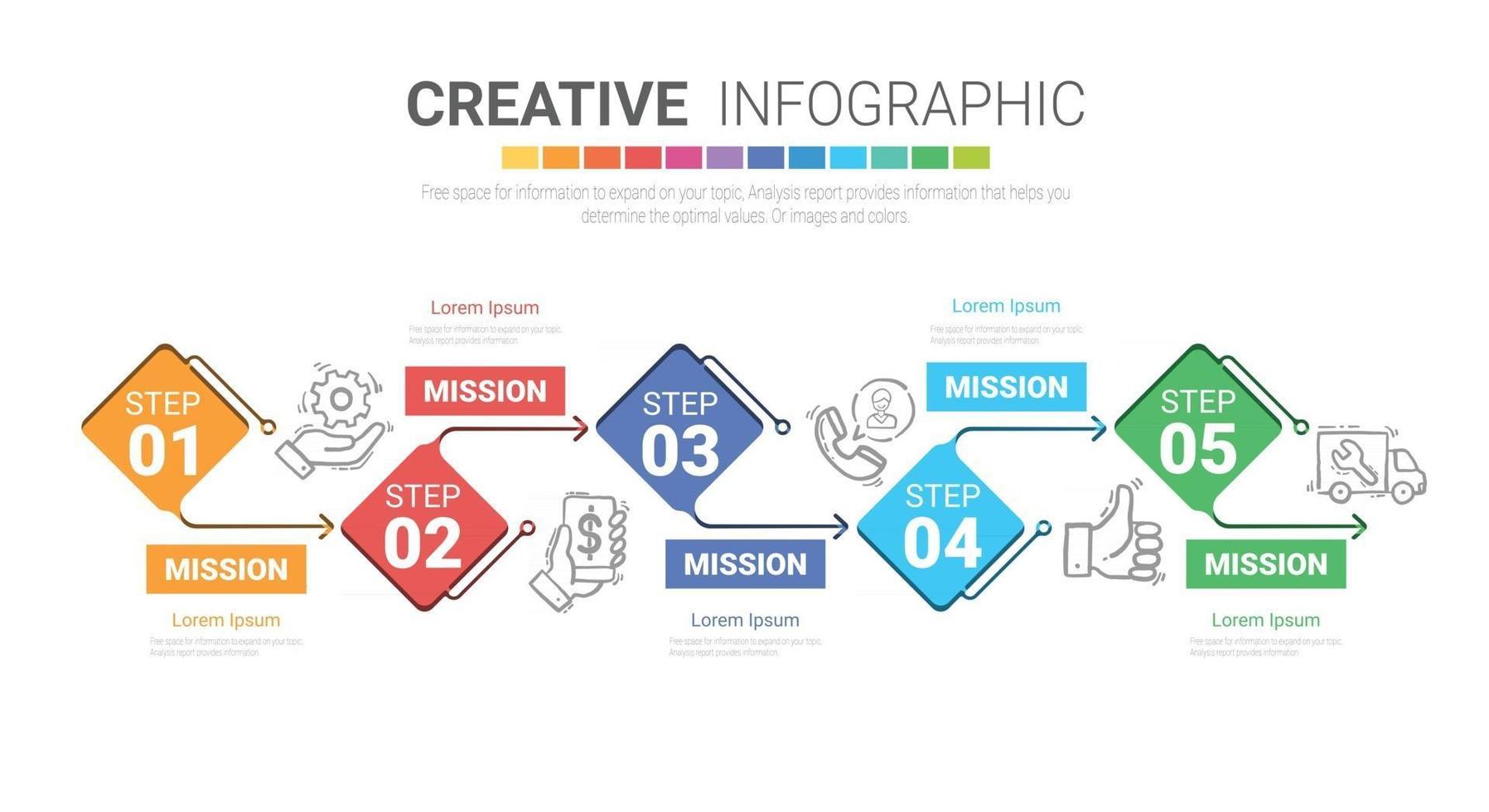 presentatie infographic sjabloon met 5 opties, vector infographics ontwerp.