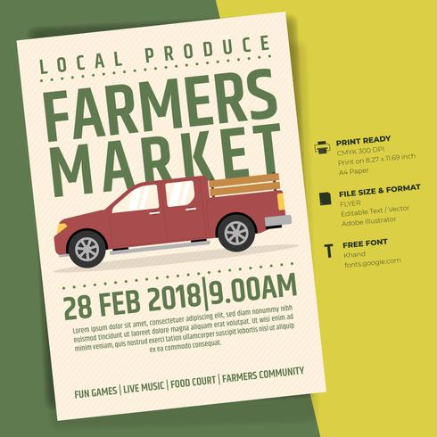 Farmer&#39;s Market Flyer Poster uitnodiging sjabloon vector